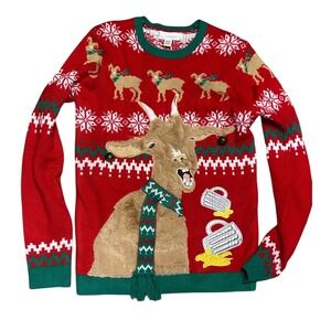 Jolly Sweaters Ugly Christmas Sweater Goat Beer Red Green‎ Mens Medium